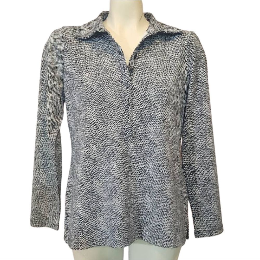 Women's Liz Claiborne Black and White Patterned‎ Blouse Size Medium